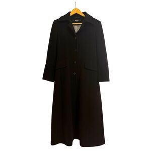 DKNY Black Wool Full length long peacoat size 2 single breasted EUC